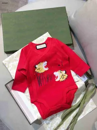 Luxury toddler jumpsuits Animal pattern printing new born baby clothes Size 56-80 Festive red infant Knitted bodysuit Nov25