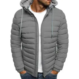 Jaquetas masculinas novos homens outono inverno jaqueta de algodão com capuz engrossado para baixo casacos cor sólida mangas compridas zip-up exterior wear stcx