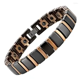 Link Bracelets Tungsten Intersteel Ceramic Bracelet Men Style Health Care Hematite Magnetic