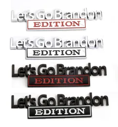 Lets Go Brandon Car Sticker Party Favor Zinc Alloy Tailgate Trim Badge Body Leaf Board Banner8150037