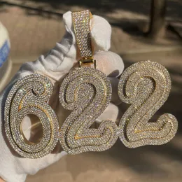 Männer Frauen Hip Hop voller CZ Bling Iced Out benutzerdefinierte Namen Buchstaben Anhänger Halskette mit kostenlosen 3 mm 24 Zoll Seilkette Gold Silber Bling Zirkonia Schmuck