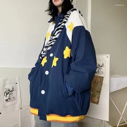 Piumino da donna foderato in cotone autunno inverno giacca da donna Harajuku sciolto stelle da baseball stampa capispalla streetwear