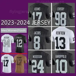 98 Maxx Crosby Fußballtrikot 17 Davante Adams Josh Jacobs Hunter Renfrow Charles Woodson Las Vega Raideres Jimmy Garoppolo Daniel Carlson Divine Deablo Nate Hobbs