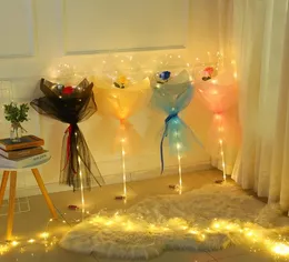 LED LUMINON BALLOON ROSE BOUQET TRONSPARENT LIGHT LIGHT LIGHT BOBO BART PARTY DECAR VALENTINES 웨딩 기념일 기념일 선물 9824532