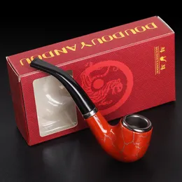 Smoking Pipes Resin bakelite pipe, old-fashioned filtering iron pot, marble pattern entry-level pipe