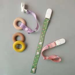 Baby Pacifier Clip Chain for Soothers Ribbon Cartoon Print Dummy Holder Leash Strap Nipple Holder Infant Feeding Accessory