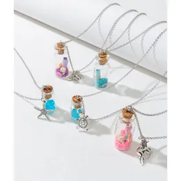 Ocean Style Glow Bottle Pendant Necklace Women's Cartoon Colorful Drifting Bottle Jewelry Youth Simple Fashion Pendant Halsband Designer smycken grossist