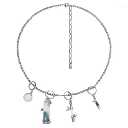 Ожерелья с подвесками Eetit, модная персонализированная цепочка на ключицу, бамбуковое ожерелье из смолы, дизайн шикарных украшений из цинкового сплава на шею 2023