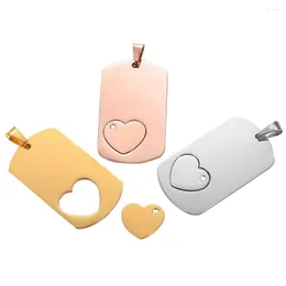 Pendanthalsband Dropshiping Rostfritt stål ID -namn Tom Dog Tags Mirror Polished Rectangle Love Heart Combination Halsbandsmycken