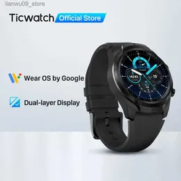 Wristwatches TicWatch Pro 512MB Smart Watch Mens Watch Wear OS for iOS Android NFC Payment Built in GPS IP68 Waterproof Bluetooth SmartwatchQ231123