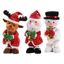 Juldekorationer Juldekorationer Dancing Santa Claus Snowman Elk Plush Doll With Music For Year Christmas Festival Party Home Decor 231122
