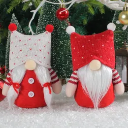 Decorações de Natal Chapéu de malha de Natal boneca criativa chapéu quadrado boneca sem rosto barba branca decoração de idosos 231122