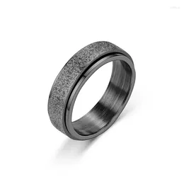 Cluster Rings Punk Frosted Anti Stress Anxiety Fidget For Men Women Stainless Steel Unisex Pressure Relief Rotating Ring Anillos