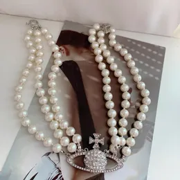 Модные ожерелья с подвесками, дизайнерские колье с надписью Vivian, роскошные женские украшения, металлическое жемчужное ожерелье, ювелирное изделие