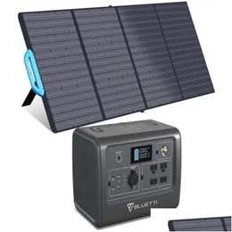 Energy Storage Battery Portable Power Station With Pv200 200W Foldable Solar Panel Included Generator W/ 4X110V/800W Ac Outlets 716Wh Dhdt1