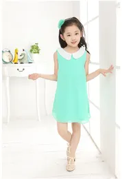 女の子のドレス子供用服の夏のシフォンノースリーブの服キャンディーカラードレス2〜10歳の赤ちゃん