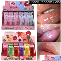 Lipgloss Tutti Fruchtig duftendes, glitzerndes Wasser, Fruchtöl, feuchtigkeitsspendend, praller, langlebig, Therapie, Reparatur, trockene Lippen, Tropfenlieferung, Gesundheit, sei Dhmru