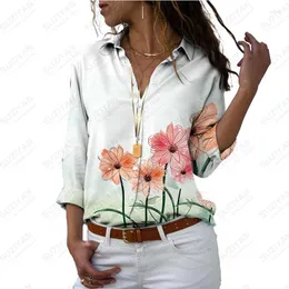 Blusas femininas moda feminina camisa solta casual férias praia flor impressão 3d roupas simples e confortáveis
