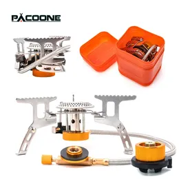 Stoves PACOONE Camping Gas Stove Outdoor Windproof Tourist Portable Folding Ultralight Tourism Cooker Equipment Hiking Picnic 231123