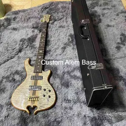 Custom Grand Neck Through Body Mark 5 Deluxe Strings Bass Guitar Alembic style Cut Bottom Side with hardcase