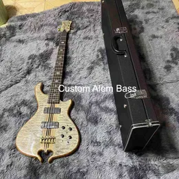 Personalizado Grand Neck Através do Corpo Mark 5 Cordas Deluxe Baixo Guitarra Estilo Alambique Corte Parte Inferior com Hardcase