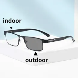 Sonnenbrille Pochromic Glasses 2023 Herren Reading Anti-Blue Light Sun Metal Frame HD Damen 1.0 bis 4.0