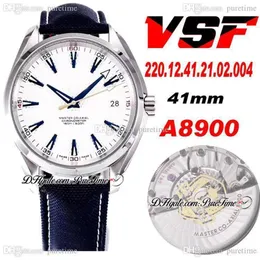 VSF Aqua Terra 150m Ryder Cup 41 5mm Cal A8500 Automatisk män Titta på två ton Yellow Gold Golf White Dial Blue Stick Nylon 220 12 4301U