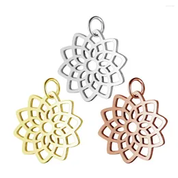 Pendant Necklaces DIY Stainless Steel Hollow Out Lotus Flower For Necklace Jewelry Making Accessories 5pcs/lot