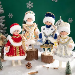 Juldekorationer 30 cm Snow Maiden Santa Claus Musical Dolls Plush Toys Craft Christmas Tree Ornaments Decoration Home Decor Gift Kids 231122