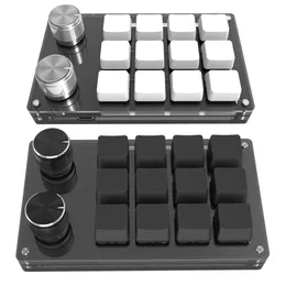 USB Makro Özel Mini Klavye 12 Tuşlar 2 düğme Programlama DIY Mekanik Oyun Çizim Anahtarı Taşınabilir Takas Tuş Takımı 231221
