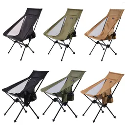Camp Furniture Ultralight Folding Moon Chairs Outdoor-Campingstuhl Abnehmbarer Angel-Picknicksitz aus Aluminiumlegierung mit Seitentaschen-Hocker
