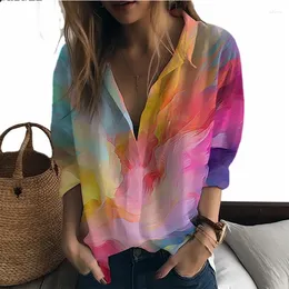 Camicette da donna Camicia da donna Color Blooming 3D stampato Stile casual Moda donna Tendenza Street Loose