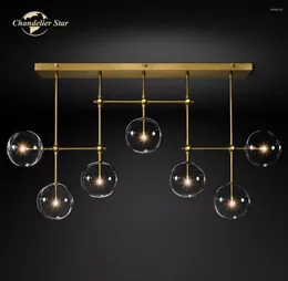 Chandeliers Glass Globe Linear Modern Retro LED Metal Ball Clear Lamps Lustre Decor Bedroom Living Room Dining Lights