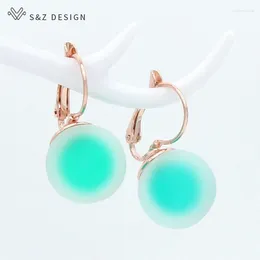 Kolczyki Dangle Sz Design Fashion Big Round for Women Jewelry Trendy Personality Simple 585 Rose Gold Kolor Zarop