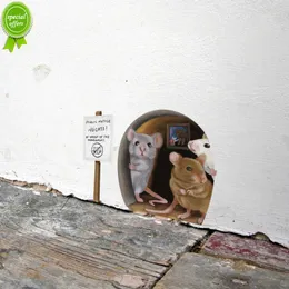 Novos adesivos de parede de orifício de mouse realistas para escadas escadas engraçadas de decalques decorativos de parede decorativos de casa de mouse