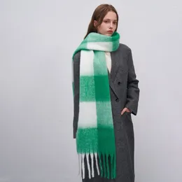 Шарфы, зимний зеленый шарф, шаль из пашмины для женщин, хиджаб, женский теплый утолщенный кашемировый плед с имитацией дофамина