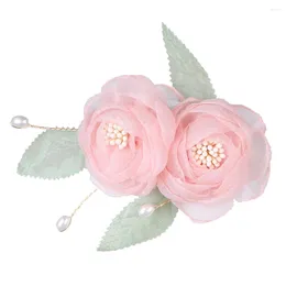 Hair Accessories Chinese Edge Clips Hairpin Strong Hold Yarn Flowers Headdress For Daughter Students