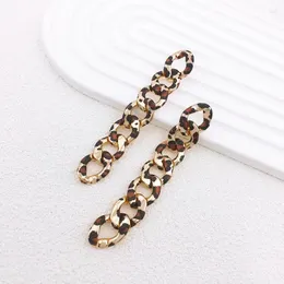 Baumeln Ohrringe Punk Metall Dicke Link Kette Leopard Print Für Frauen Mode Lange Hohl-out Quaste Ohrring Modernen Schmuck