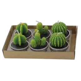 Velas 6 pcs 12 pcs plantas de succent artificial vela de cacto para festa de aniversário festa decoração de férias decoração de casa y200531 drop entregar dh1sn