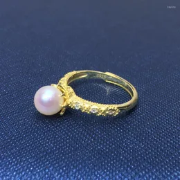 Klusterringar Zhboruini Fashion Pearl Ring 925 Sterling Silver Jewelry for Women Perfect Round Natural Freshwater Gift