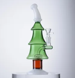 Xmas Tree Glass Bongs Hockahs 샤워 헤드 Perc Bong Mini Small Oil Rigs DAB 장비 14mm 공동 크리스마스 스타일 워터 파이프 WP7467050