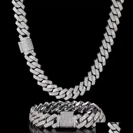 Hänge halsband 15mm 18mm 19mm Hip Hop Fine Jewelry Baguette Diamond Men Necklace Sterling Sier Fly VVS Moissanite Luxury Cuban Link Dhgyr