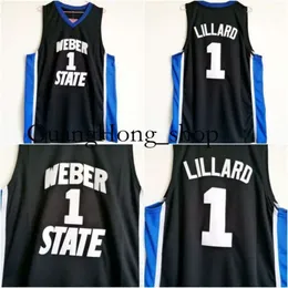 GH 1 DAMIAN LILLARD WEBER State Wildcats College 농구 저지 블랙 사이즈 S-XXL