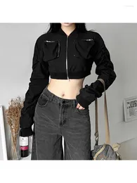DHgate.com:Womens Techwear Zip-Up Crop Jacket: Autumn Cyber