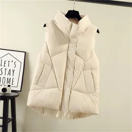 Womens Vests GRELLER Autumn Winter Down Puffer Vest Jacket Women Stand Collar Casual Sleeveless Bodywarm Waistcoat Female 231122