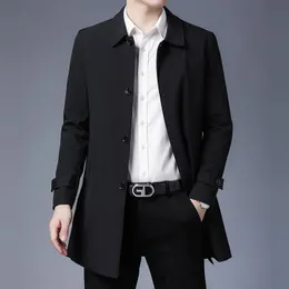 Мужская полушерстяная мужская весенняя куртка Прибытие Мужская деловая повседневная черная длинная куртка цвета хаки Высокое качество Однобортный однобортный плащ 231122
