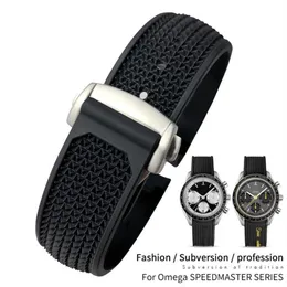 Bekijk banden 20 mm 21 mm 22 mm hoogwaardige rubberen siliconen horlogeband fit voor omega speedmaster horlogeband roestvrijstalen implementatie281d
