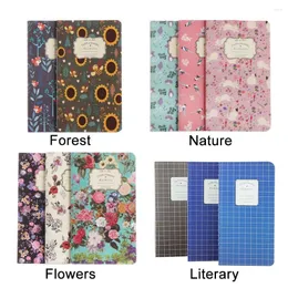 Student Portable Retro Small Floral Kraft Paper Notebook 48K handmålade denna Palm Notepad Learning Office Stationery