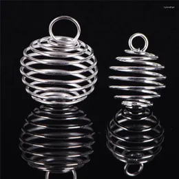 Collane con ciondolo 30 pz/set argento placcato lega rotonda perline a spirale gabbie pendenti ciondoli componenti di moda creazione di gioielli fai da te braccialetto