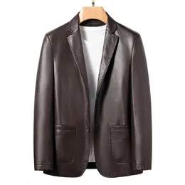 Men's Leather Faux YN 330 Natural Sheep Casual Suit Jacket Slim Spring and Autumn Thin Section Black Brown 231123